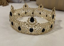 Royal Black Crystal Crown for Men, Party, Costume, Headpiece,Gift, Prom