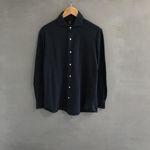 Men Boggi Milano Shirt Navy Cotton 40 /L / 48 #1VGW