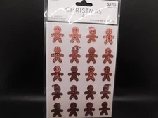 Christmas Paper crafts Brown Gingerbread Man stickers 20pc
