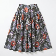 Vtg Sostanza Batik Floral Midi Skirt Large 90s Indie Boho Hippie Grunge Flowy