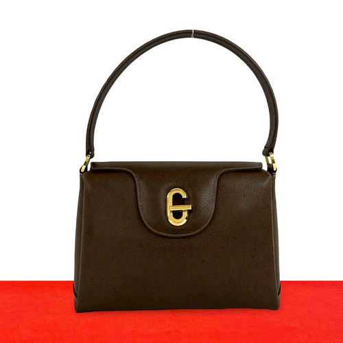 Gucci Vintage Brown Leather Handbag AB Condition with Control Card