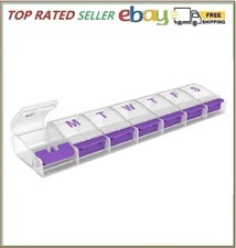 Weekly Pill Planner Organizer XL Easy Use AM/PM with Push Button 7 Day Box C...