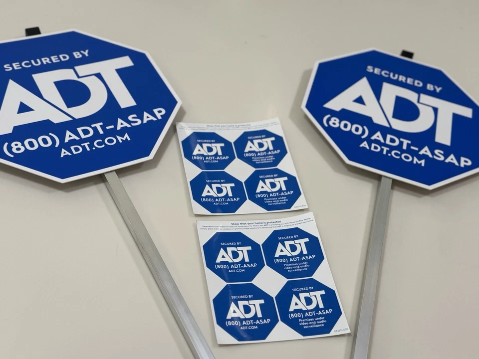 Juego de letreros de alarma azul oficial para el hogar ADT (estacas + paquete de calcomanías) Foto 2 de 4