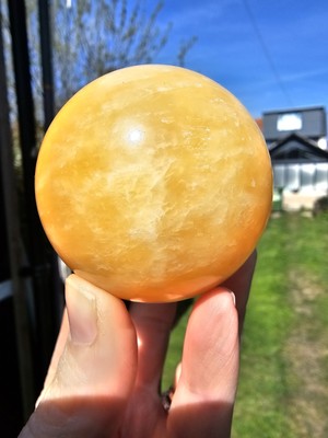 Orange gebänderter Calcit Kugelstein Kugel Kugel Kugel Kristall Joy 259g 5,1cm 