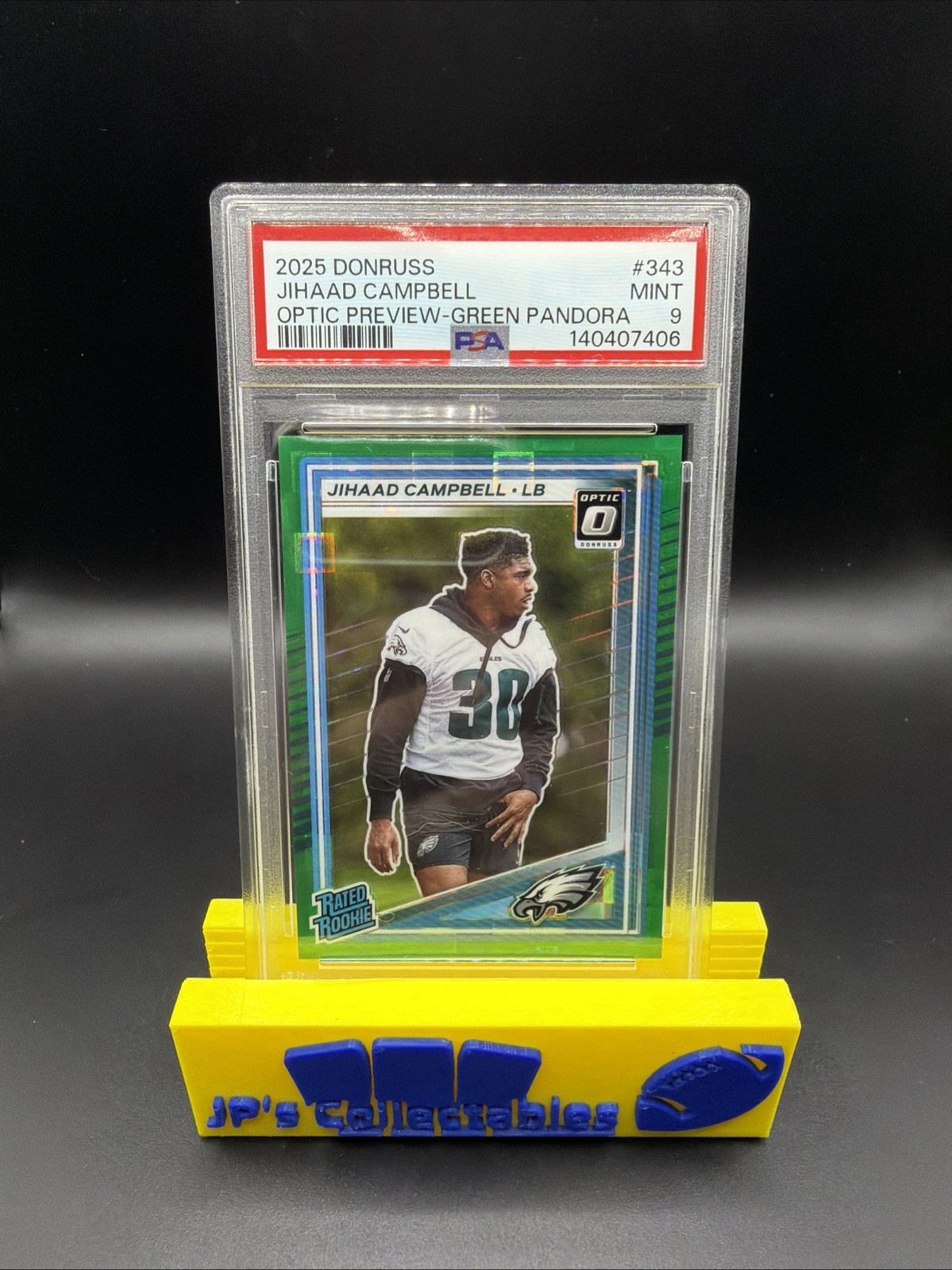 Jihaad Campbell Panini Donruss #343 Optic Preview-Green Pandora