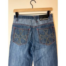 Vtg Y2K South Pole Youth Wide Leg Cross Skater Grunge Streetwear Jeans Size 16