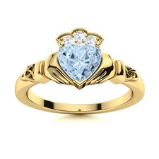 925 Silver Aquamarine Gemstone Anniversary March Solitaire Ring Jewelry