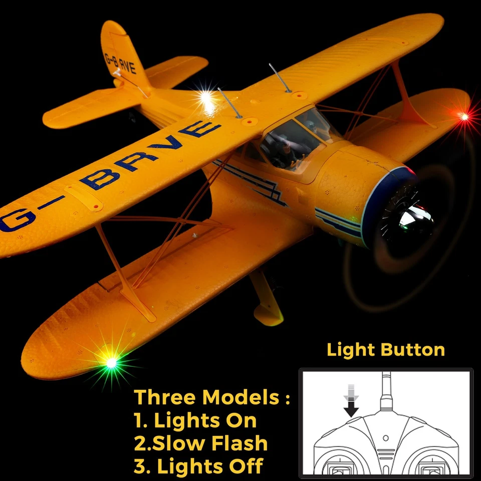 Avión de radiocontrol sin escobillas WLtoys Beechcraft D-17 A300 con luces, modo 6G/3D, 2,4 GHz Foto 2 de 4