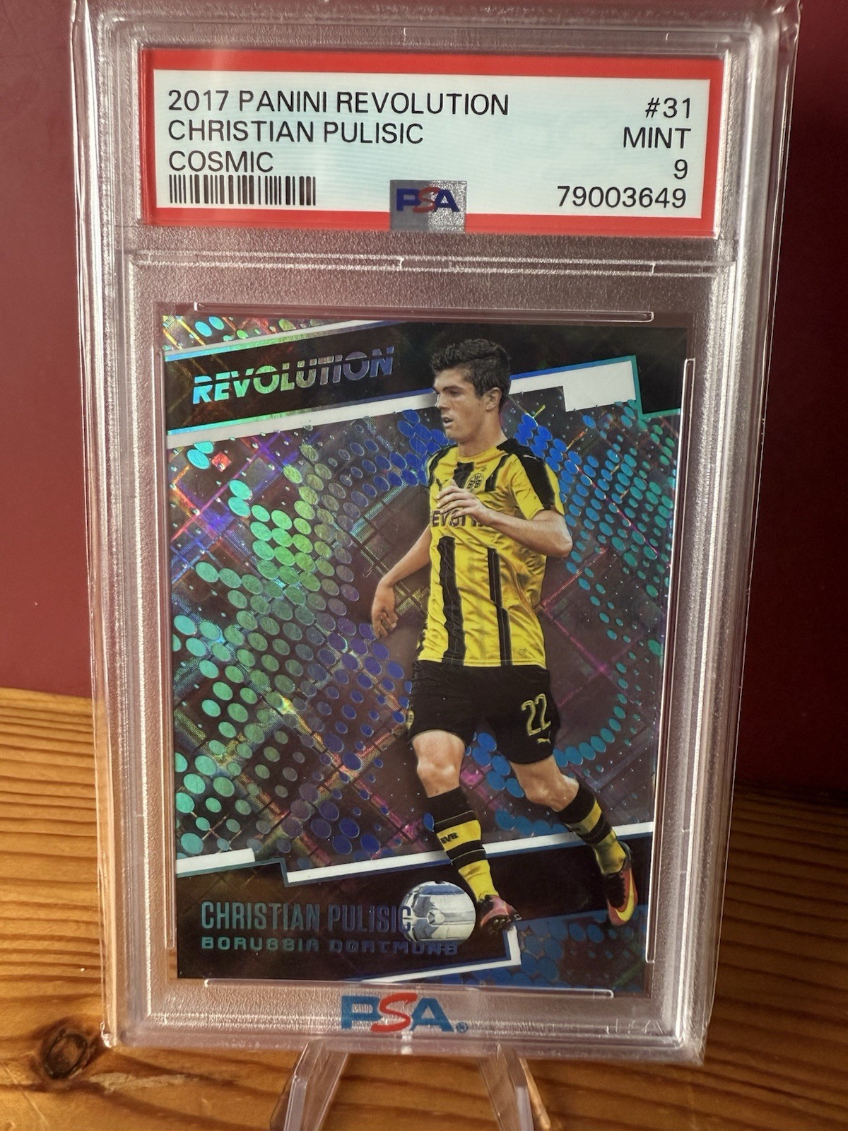 2017 Christian Pulisic Panini Revolution Cosmic Refractor Rookie 19/100 PSA 9