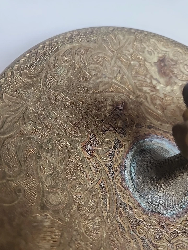 Винтажный TAMAR Израиль Латунный Щелкунчик Пьедестал Тарелка MCM Brutalist 1960-е - Изображение 3 из 4