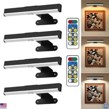 4Pack Battery Operated Wireless Picture Lights with Remote, Dimmable LED Sconces