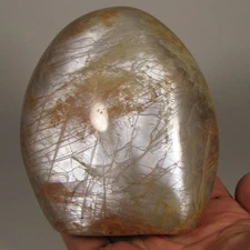 4.1" PEACH MOONSTONE Gemstone Polished Freeform Standup - Madagascar - 1.6 lbs.