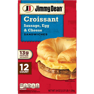 Jimmy Dean Sausage Egg Cheese Croissant Sandwiches 12 Ct 54 Oz Frozen | Great Pr