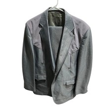 Vintage Circle S Ranch Western Wear Suit Gray Pinstripe 44R 34x32 USA Made