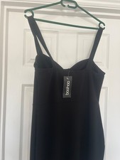 Black Fishtail Evening Dress, Size 14, Boohoo bustier detail new with tags