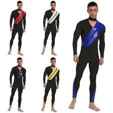 Mens Dancewear Tights Costume Knitted Outfits Ballroom Bodysuit Dance Training