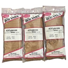 3 Packs 1,200 Pcs Vtg WonderArt Amber Pre Cut Latch Hook Rug Yarn Brown Du Pont