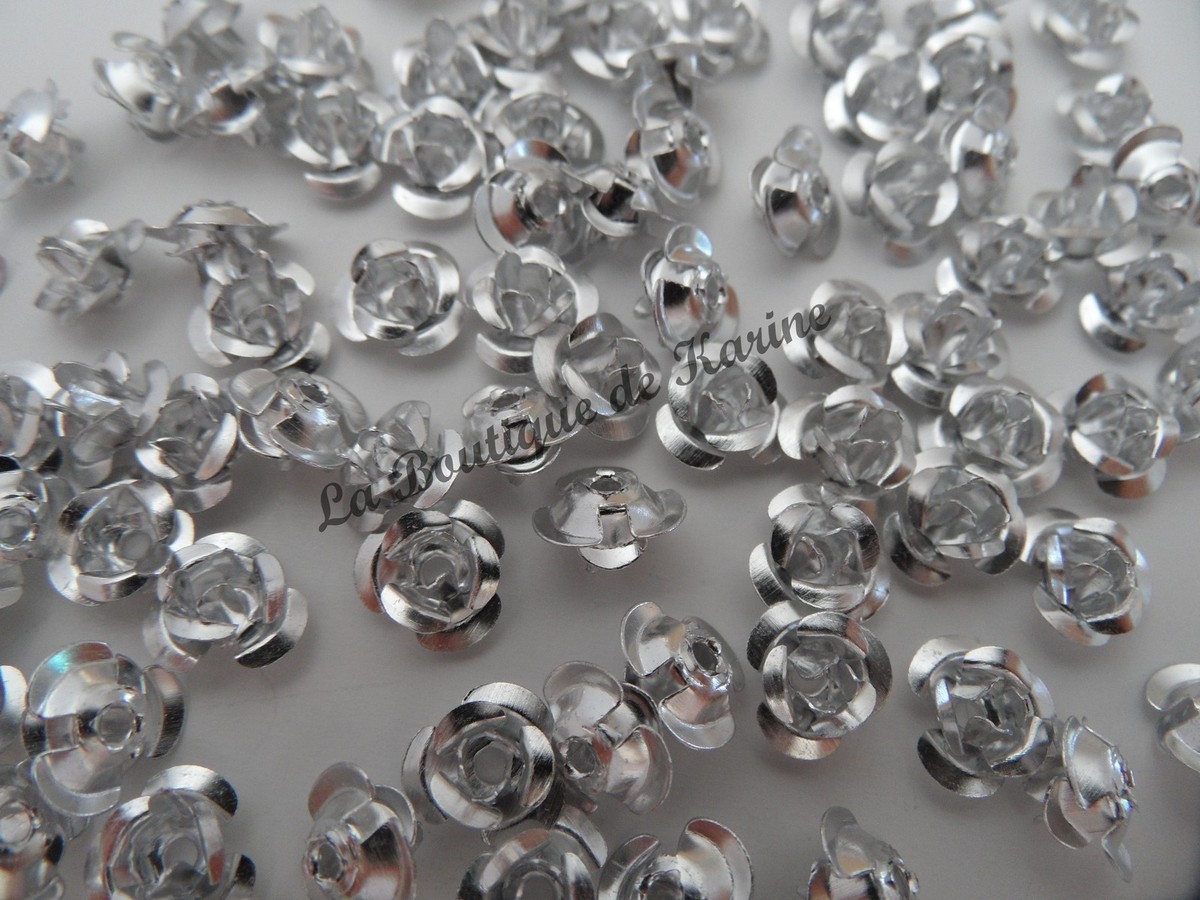 50 Perles En Aluminium Multicolore Forme Fleur Rose 7 Mm - Creation Bijoux - Un Grand Marché - Foto 8