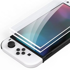 PlayVital White Border Tempered Glass Screen Protector for Nintendo Switch OLED
