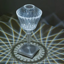 Clear 10" Acrylic Crystal Prism TABLE LAMP USB Rechargeable LED Light Events