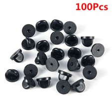 100 Pcs Butterfly Clutch Rubber Pin Backs Black Tacks Keepers Replacement