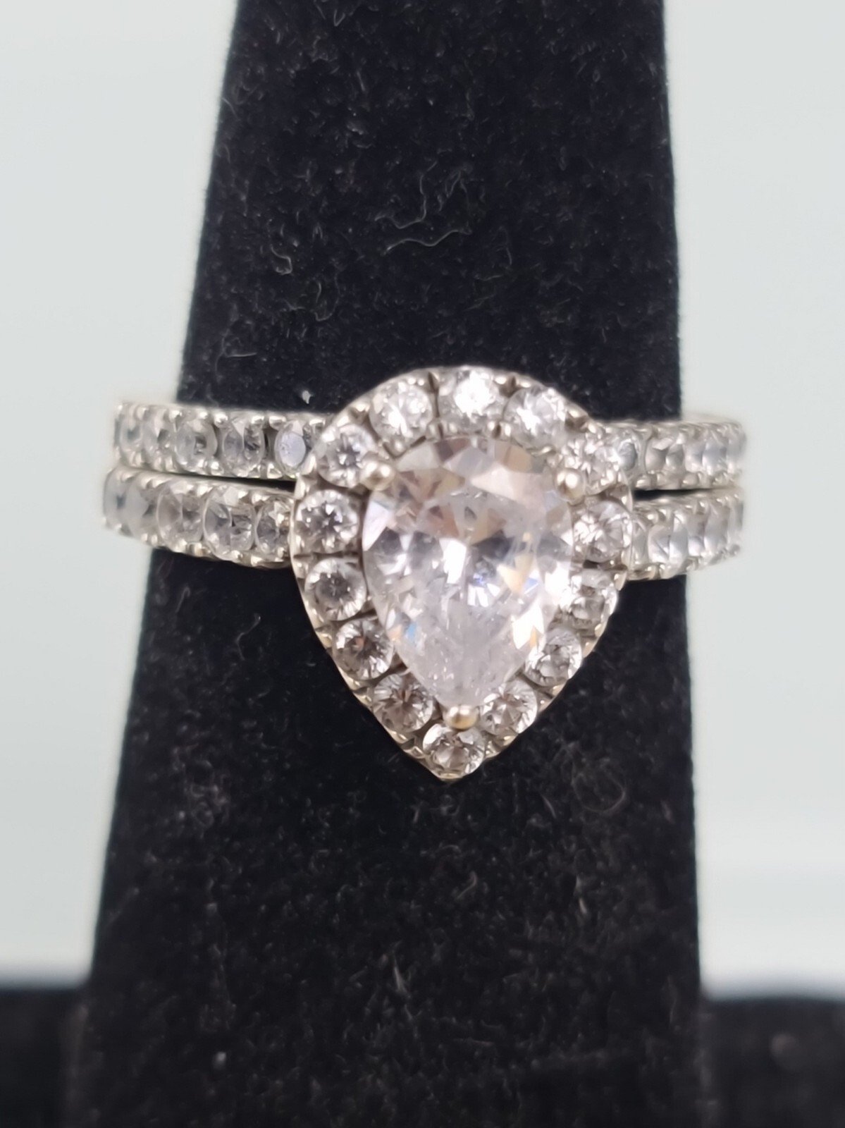 2 Sterling 925 Solid Silver Iced AAA Stacker Ring… - image 6