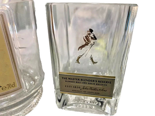 unique.Glass cut from Johnnie Walker Gold label bottles, hand made short shape,