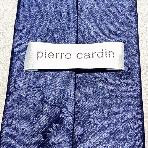 Pierre Cardin Navy Tie Necktie floral Abstract 100% Silk Necktie 60 x 3.5 Blue - Picture 4 of 6
