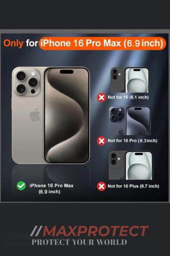 MAXPROTECT iPhone16 Pro Max Case with Len Protector/360°Rotatable Ring - Picture 7 of 7