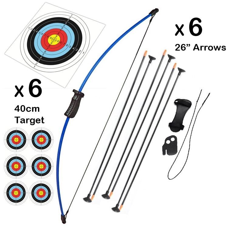 Junior Kids Archery Set 36" Long Bow & 6 Arrow 6 Target Recurve Safe