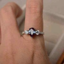 2Ct Pear Lab-Created Alexandrite Engagement Ring 14k White Gold Plated