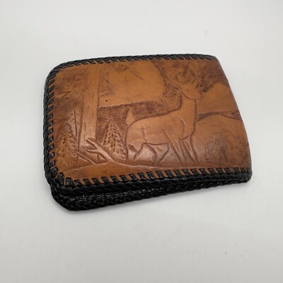 VTG Artisan Made Leather Wallet Handcrafted White Tailed Deer