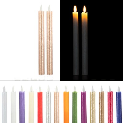 2er Set LED Stabkerzen, schaltbar über Flamme oder Sockel, Tafelkerzen Kerze