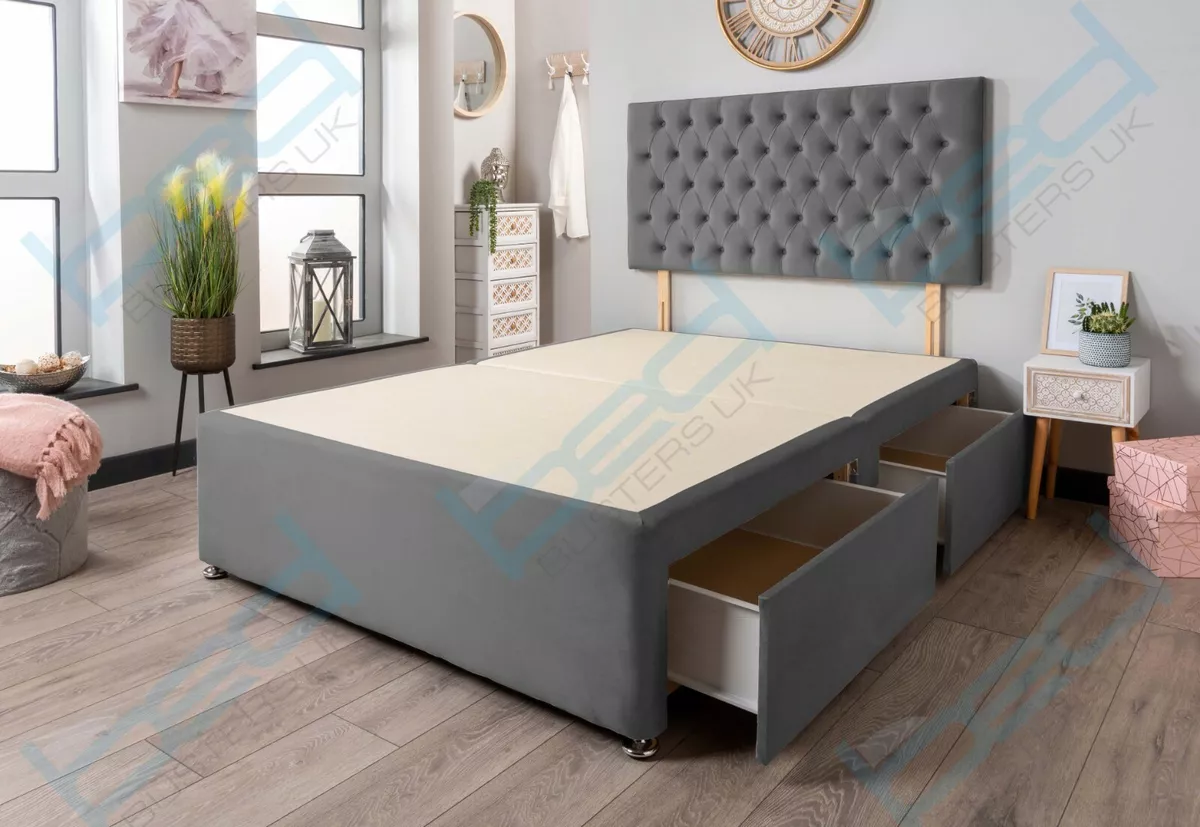 Plush Divan Bed Frame 3FT Single 4FT 4FT6 Double 5FT King Headboard Base Only