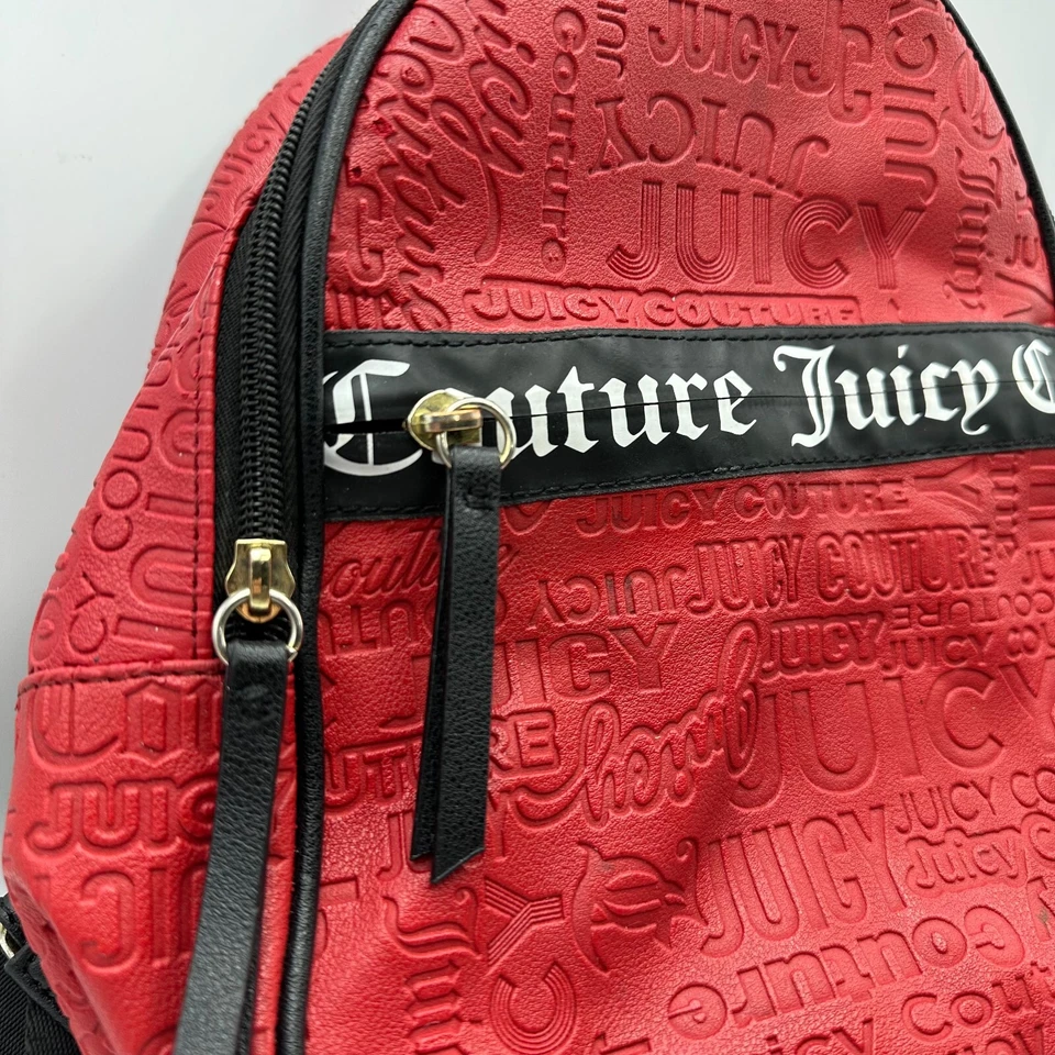 Mochila Juicy Couture Roja Nuestras Cremalleras Dilo Todo Mochila Bolso de Viaje Cartera Llevar Foto 2 de 4