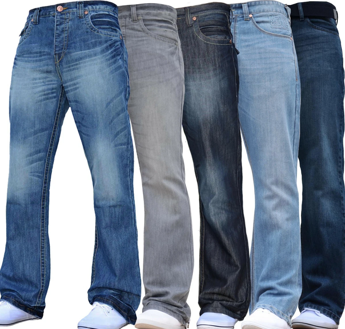Mens Bootcut Jeans Clearance Sale Flared Wide Leg Denim Grey Pants by Jeanbase