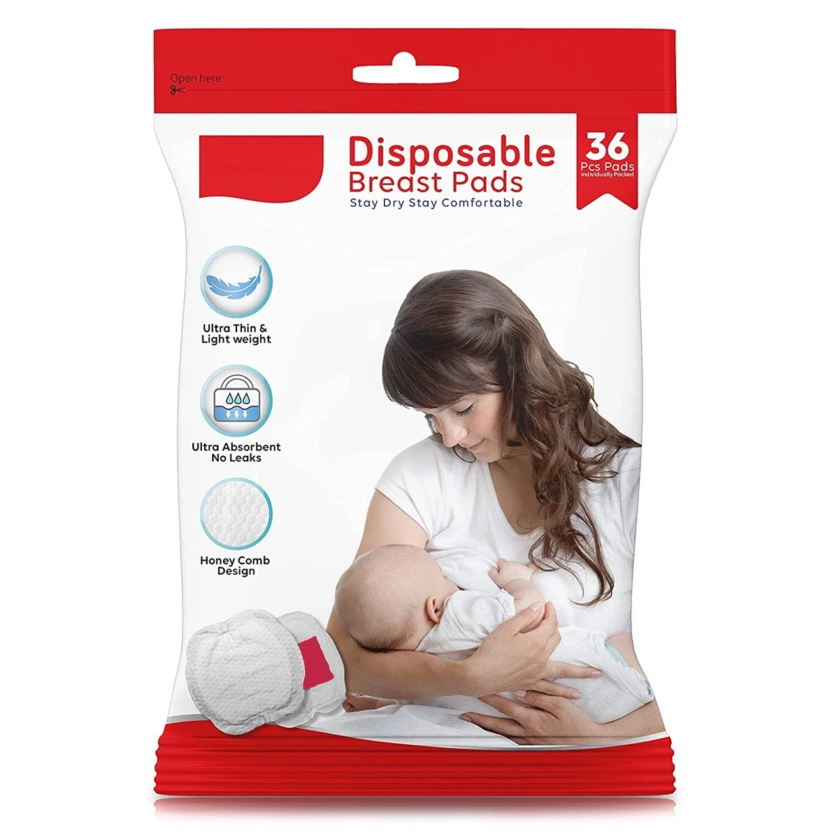 Ultra Thin Disposable Breast Pads, Super Absorbent, Discreet Fit, (Pack of  36)