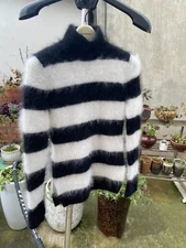 Angora Blend Mock Neck Jumper - Fluffy Fuzzy Slim Fit & Soft Warm Knit