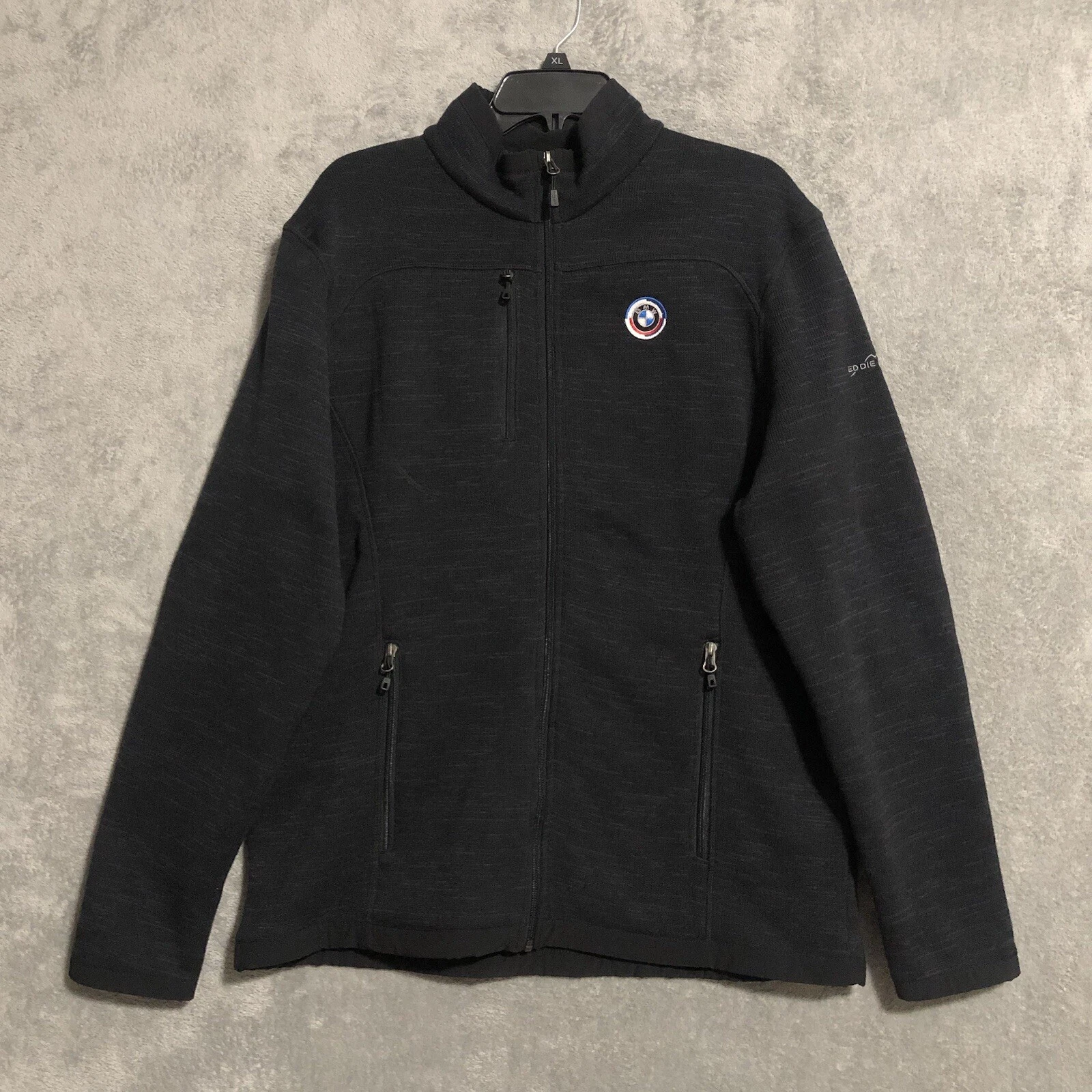 Eddie Bauer Fleece Vest Jacket Black Full Zip Size Large L Mens Outdoor