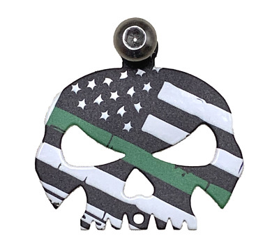 Green Line American Flag Skull Bell Hanger With Bell Bolt & Ring Universal Fit