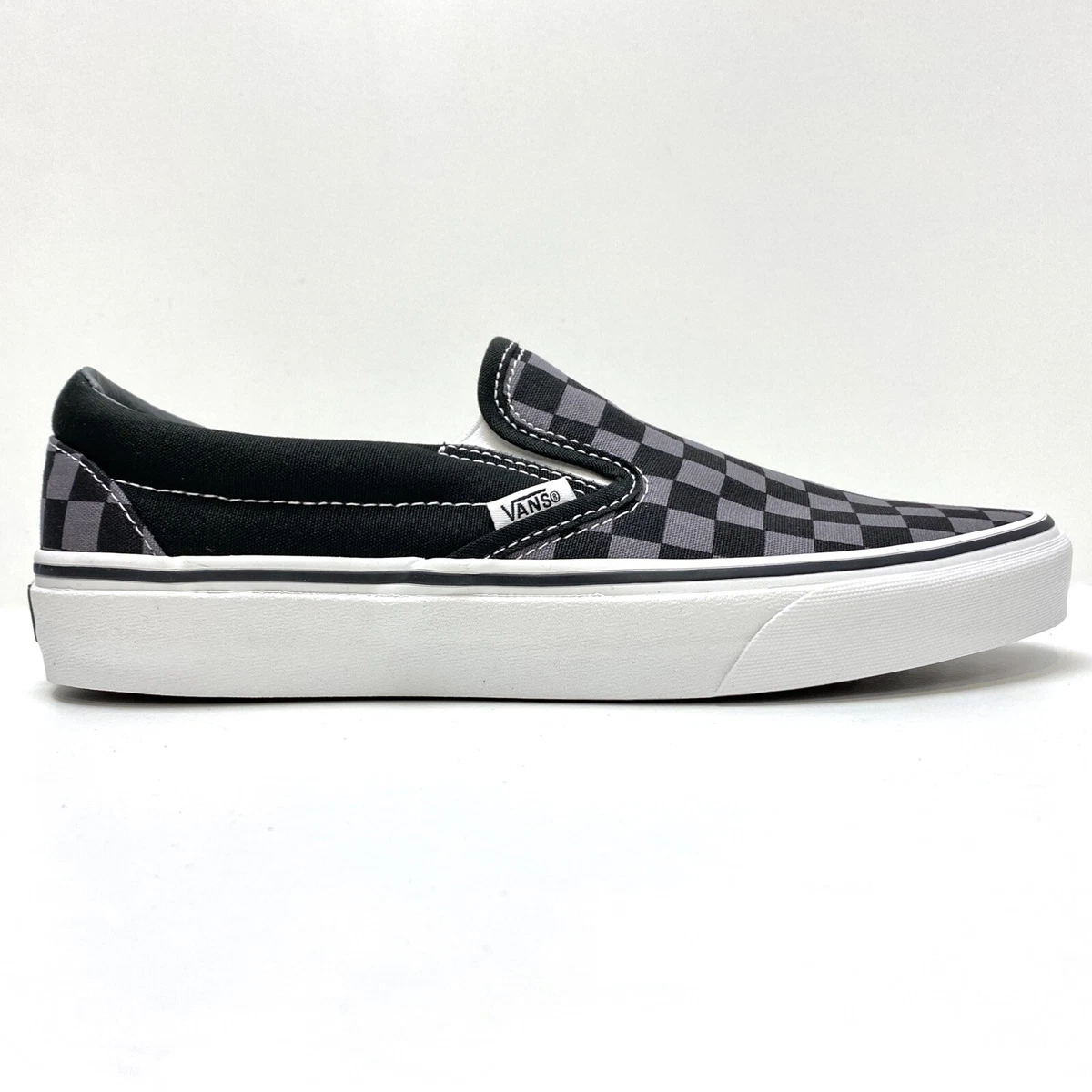 VANS CLASSIC SLIP ON CHECKERBOARD BLACK PEWTER GREY UNISEX TRAINERS