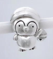 New Authentic PANDORA 925 Silver Christmas Penguin Charm Pendant 798477C00