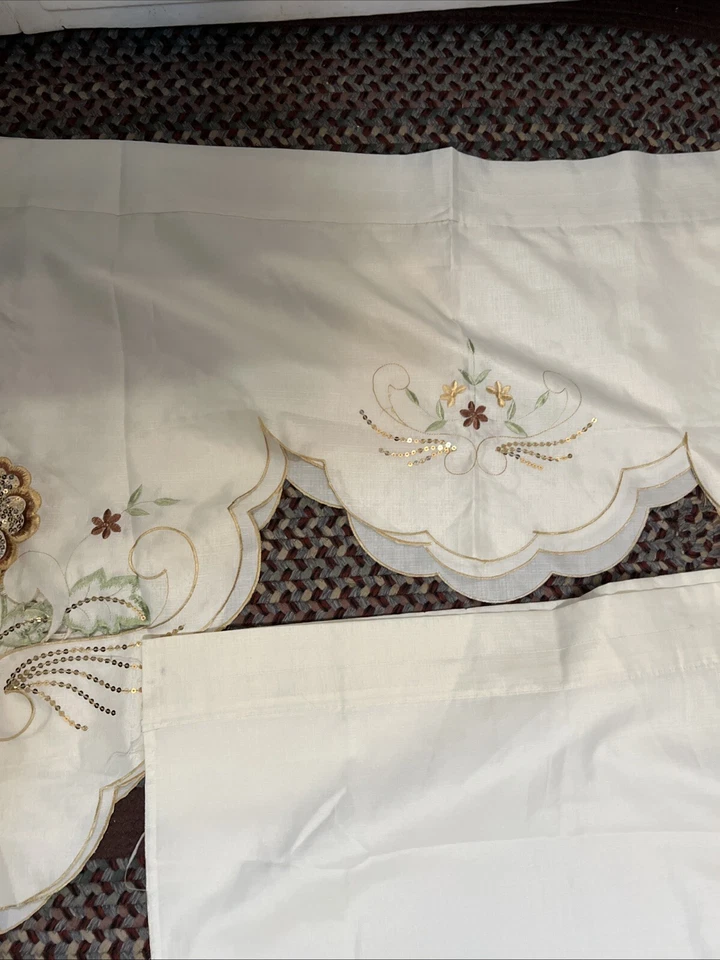 Cortinas Fillagree Dorado Y Lentejuelas Floral 4 Nivel 7 Paneles Foto 3 de 4