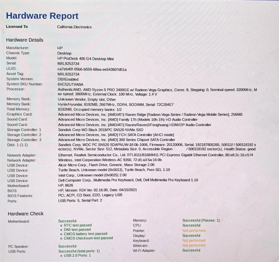 HP ProDesk 405 G4 PC Mini AMD Ryzen 5 PRO 2400GE 3.2GHz 8GB 180GB SSD Win11 WIFI - Image 2 of 4