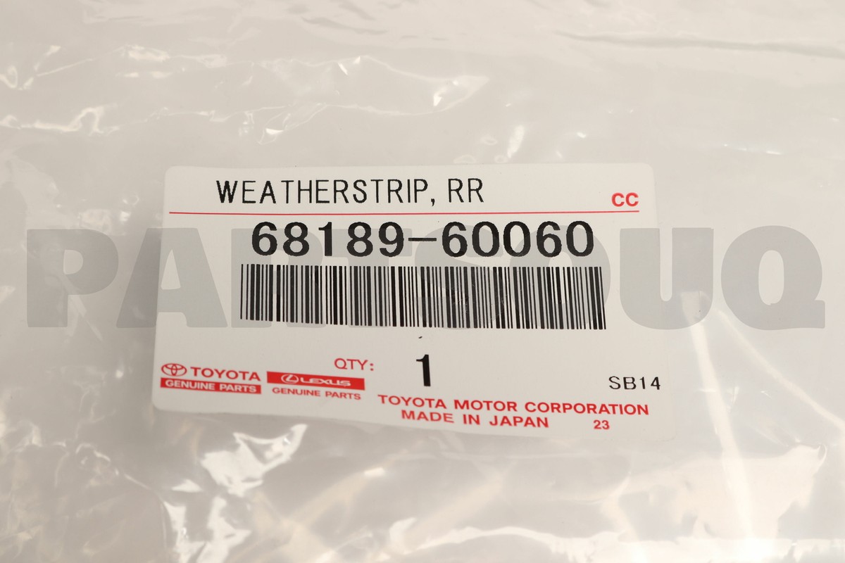 6818960060 Genuine Toyota WEATHERSTRIP, REAR DOOR QUARTER WINDOW