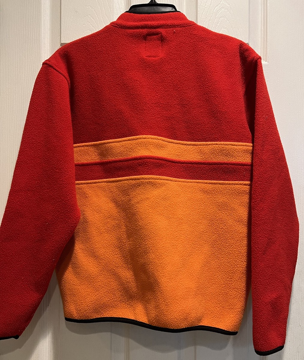 Gap Y2K Men's Vintage YKK 1/4 Zip Red/Orange Color Block