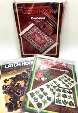 Columbia Minerva Latch Hook Stamped Rug Canvas Lot of 3 Mixed 1975 Designs