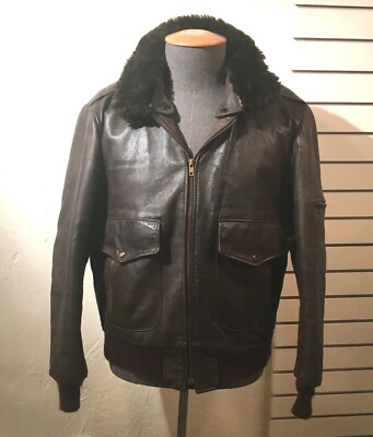 Brown Leather bomber jacket 38 quilted lining (#7841) | eBay