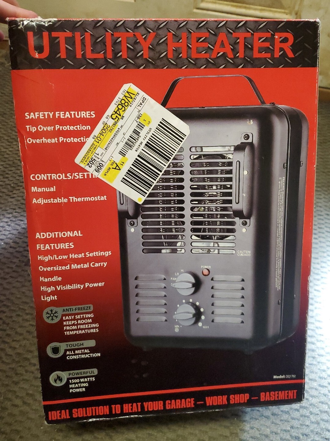 Utility DQ1702 Milkhouse Style Electric FanForced Space Heater Black
