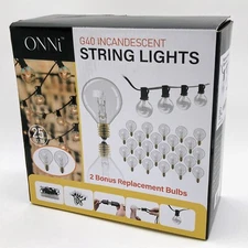 Onni G40 Incandescent String Lights Set 25 Bulbs Indoor/Outdoor Ip44 Waterproof